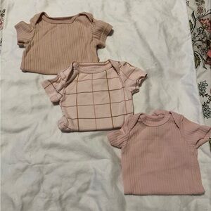 Cloud Island Pink and Tan Baby Tees Set